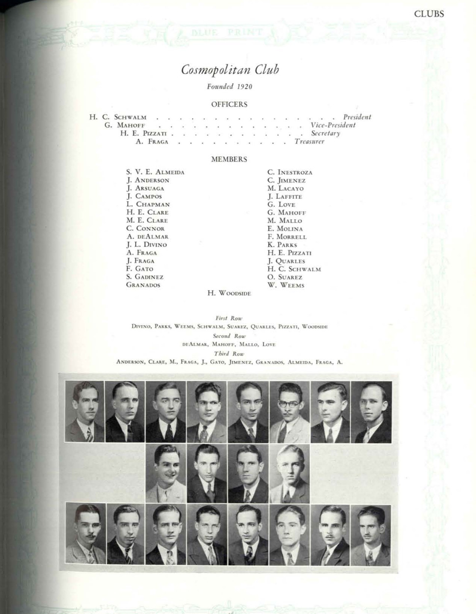 BluePrint 1933 - Cosmopolitan Club, Founded 1920