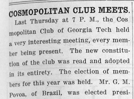 Technique, December 10, 1920 - Cosmopolitan Club meeting report