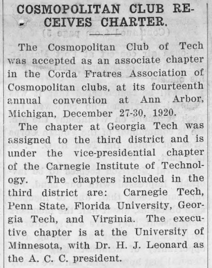 Technique, March 18, 1921 - Charter acceptance